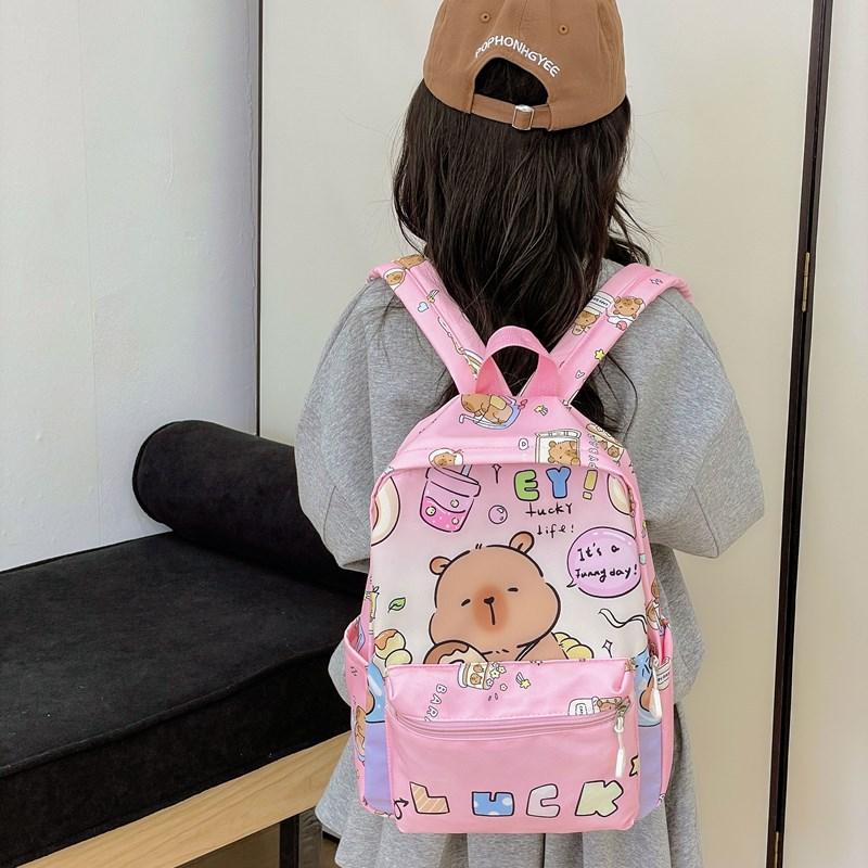 School Bag Kapibara Cute Printed Backpack Girl 2-6 Years Old Small School Bag Backpack