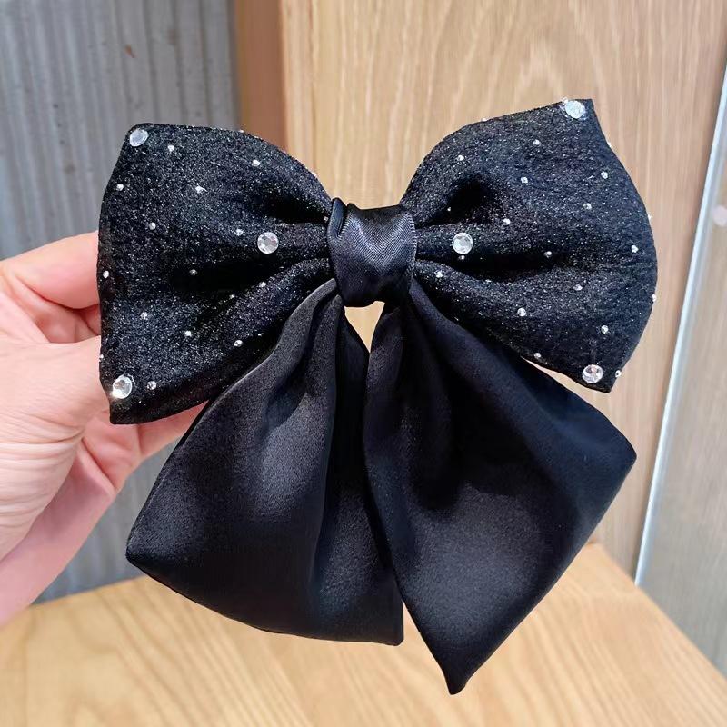 

New Pearl Zircon Ribbon Bow Hair Clips For Women Fashion Elegant Ponytail Clip Solid Color Bowknot Hairpins Sweet Headwear
