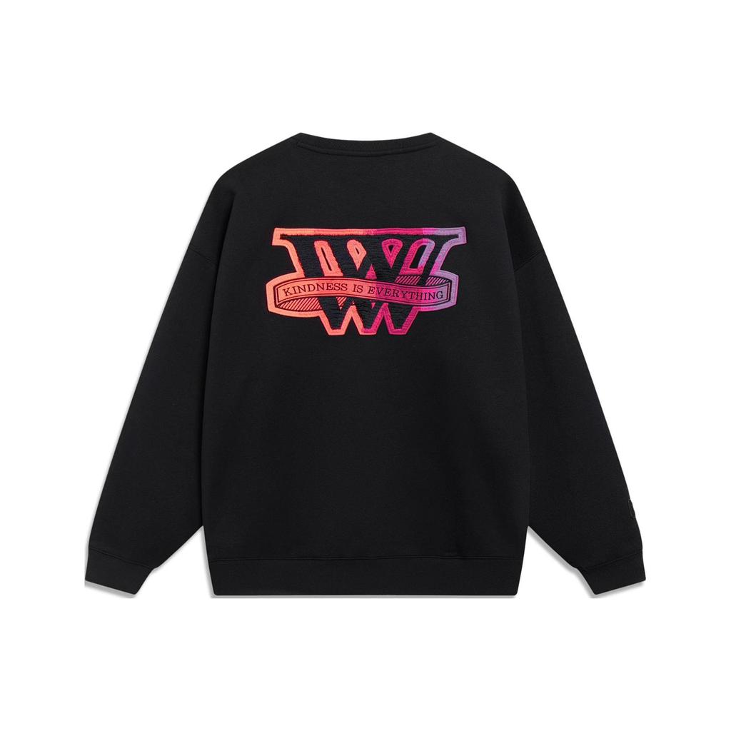 Li Ning Sweatshirts Unisex Black Crew Neck Moderate Regular AWDT143-7