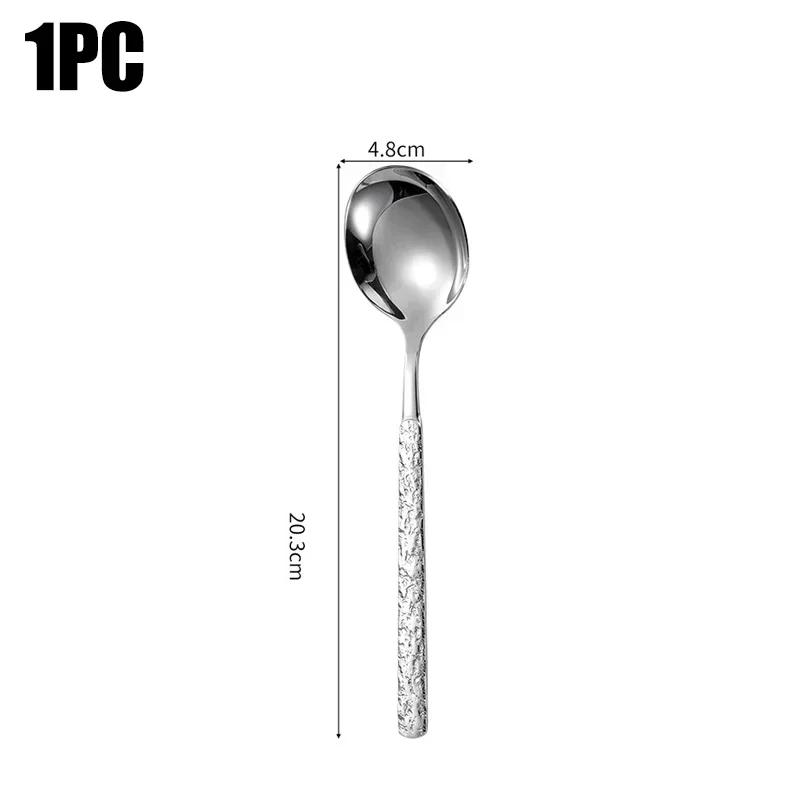 

Stainless Steel Soup Spoon Creativity Ice Cracks Long Handle Spoons for Ice Cream Dessert Scoops Tablespoon Kitchen Accessories
