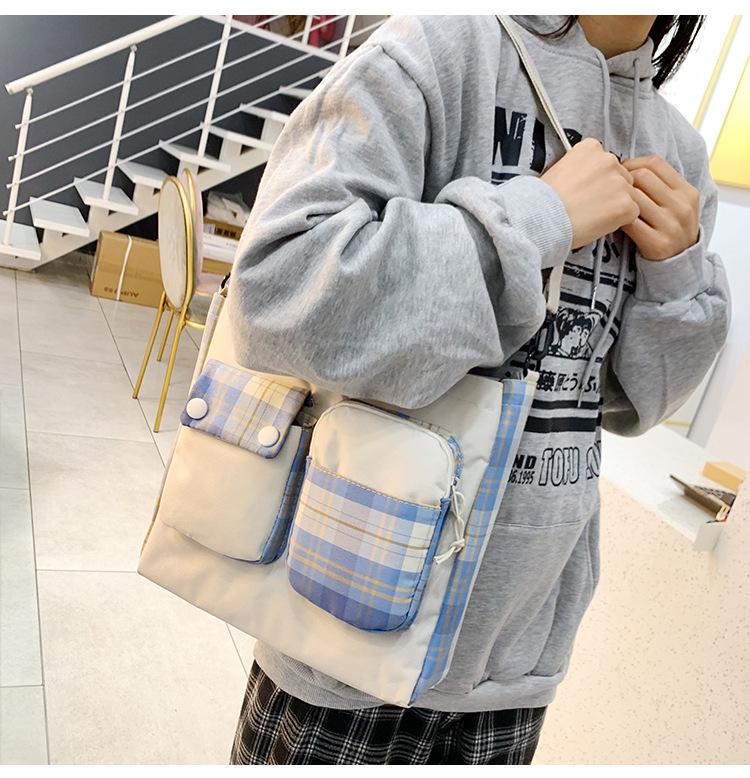 Five-piece Bag Girl Student Plaid Backpack For Junior High School Students