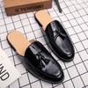 Men's shoes large size fitting room casual shoes fashion foot half drag leather shoes trend hair stylist one foot shoes