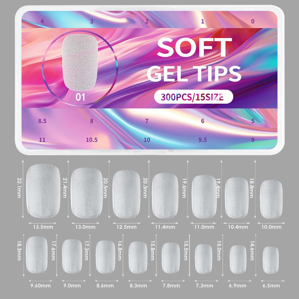 New 300pcs Matte Fake Nails NO Polishing Press On False Nails Medium Short Design High Matt Soft Gel Nail Tips for Extension