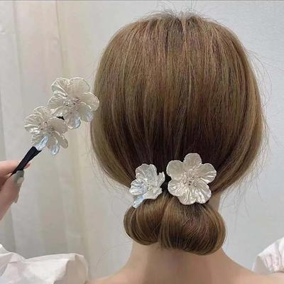 Ženy Dívky Shell Květina Magic Bun Maker Květinová Bud Hlava Bun Maker Perleťový špendlík miska Artefakt Hair Styling Copánky Scrunchie