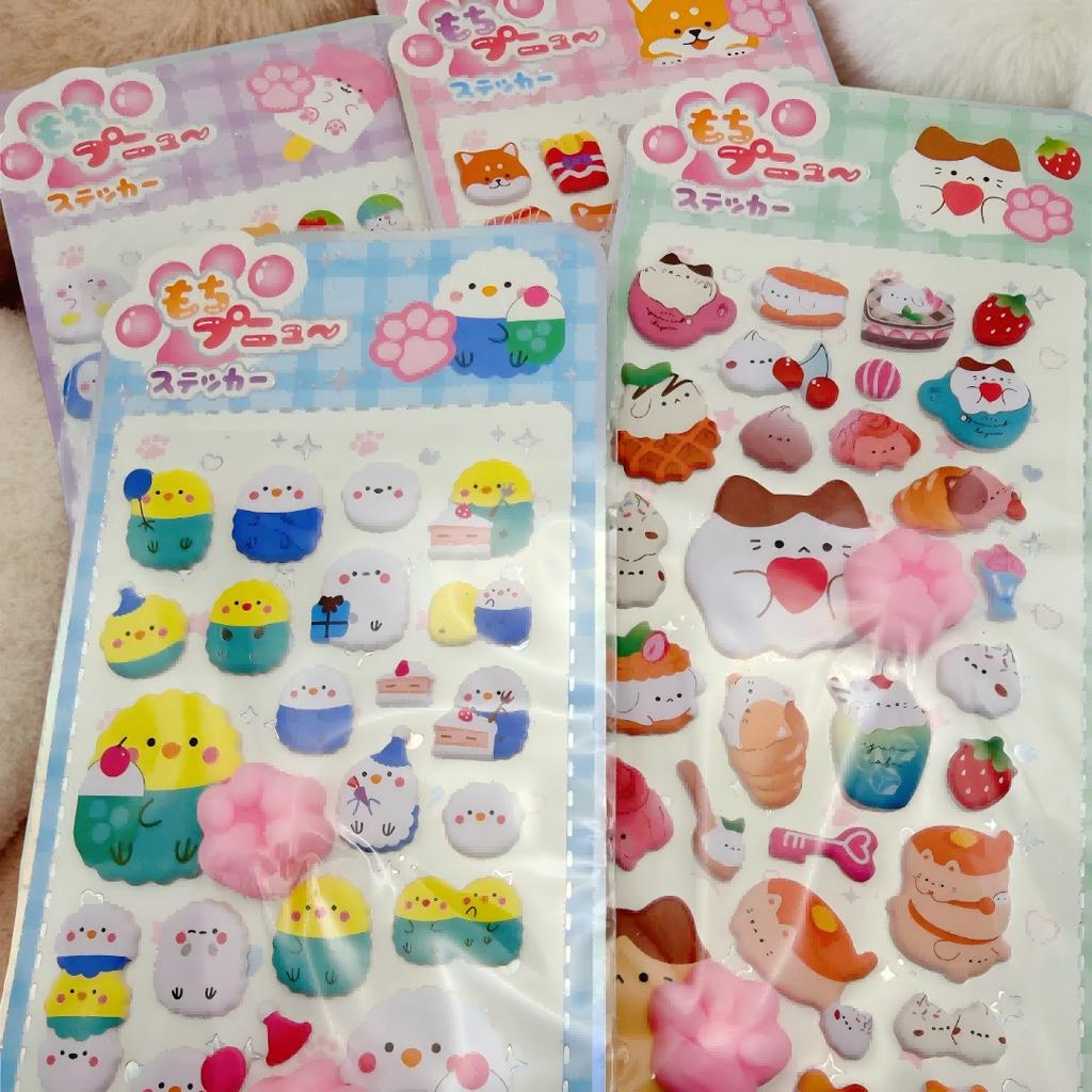 Cute Animal Puffy Bubble Stickers Self-Adhesive 3D Assorted Kids Stationery Stickers for Journal Notebook DIY Craft Decoration