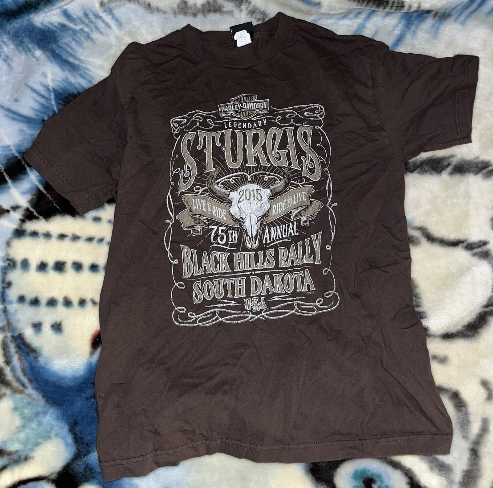 Harley Davidson Sturgis Biker Black Hill Forged In Iron Shirt S