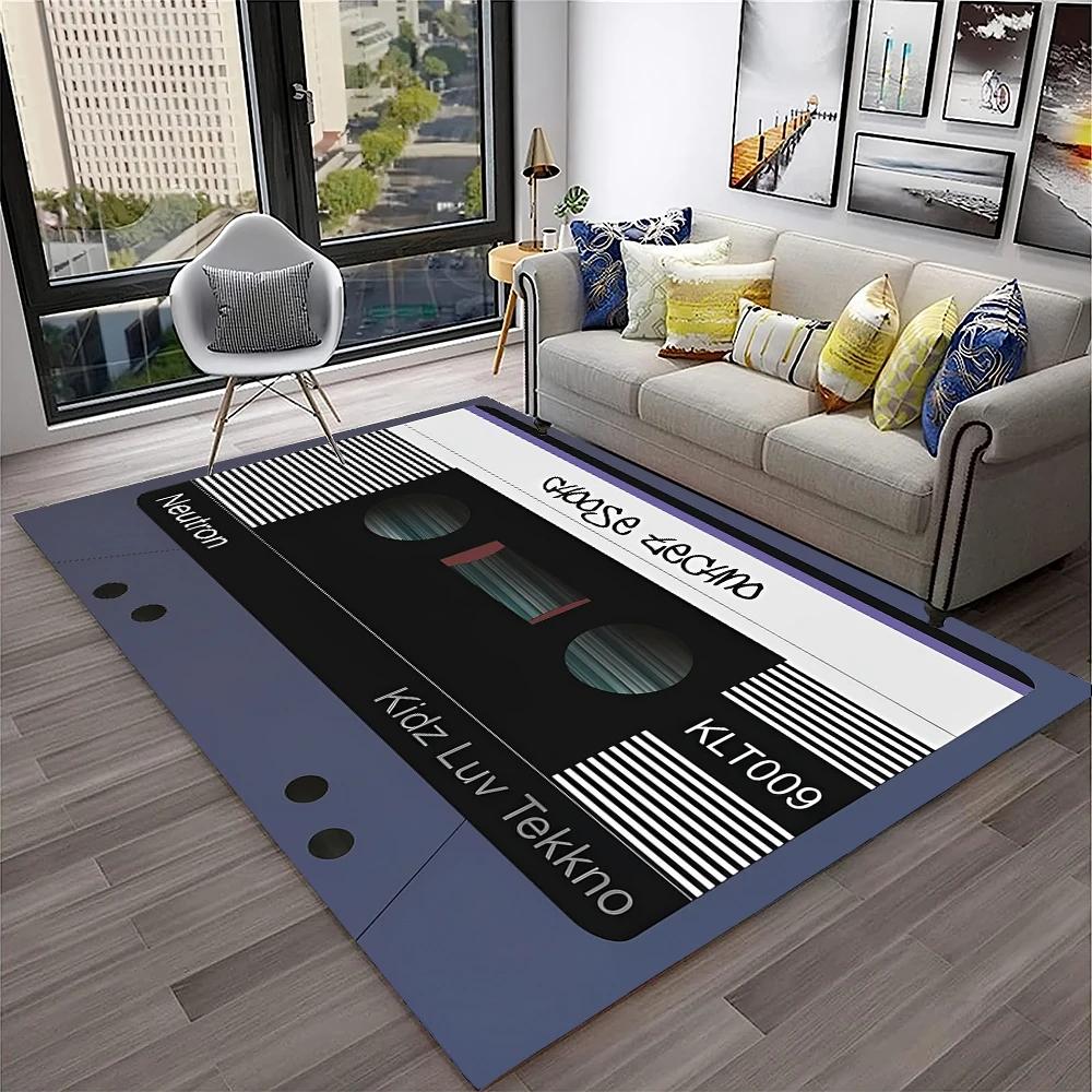 3D Music Cassette Tape Retro Pattern Carpet Rug for Home Living Room Bedroom Sofa Doormat Decor,kids Area Rug Non-slip Floor Mat