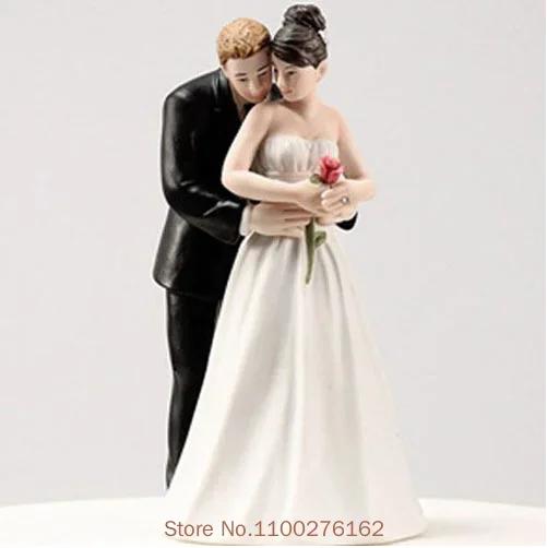Topper divertenti per torta nuziale Bambole Romantici Sposi Figure Stand Topper Decorazioni Forniture Sposarsi Statuetta in Resina