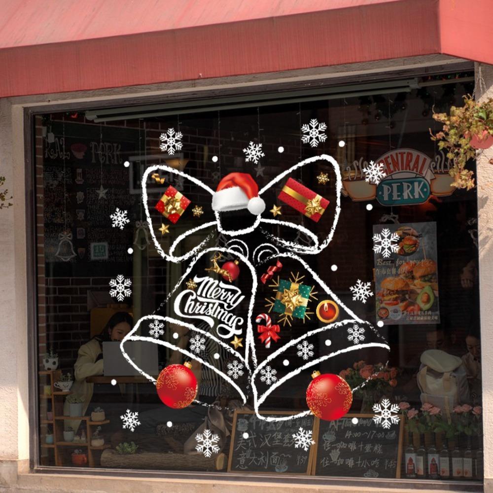 Waterproof Christmas Bell Window Clings Large Christmas Window Stickers  Glass Door