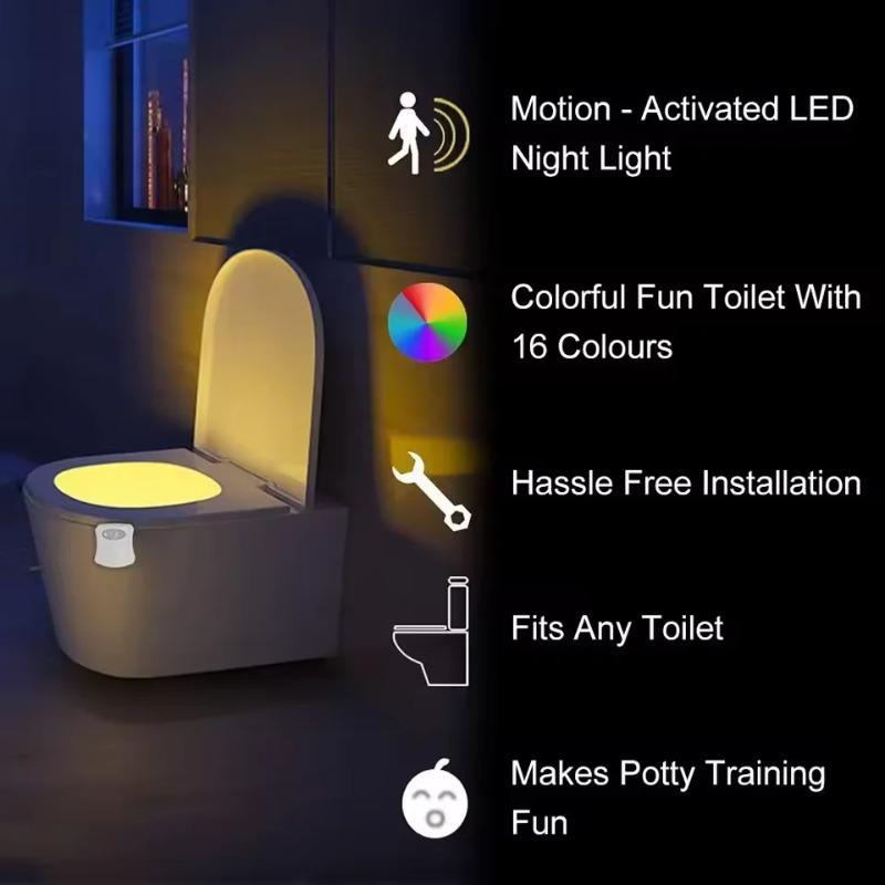 8/16 Colors Motion Sensor Light Wireless LED Night Light RGB Lamp Toilet Bathroom Atmosphere Light Colorful Sensor Night Lights