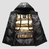 Black Gold Unisex Ultra-Thick Down Jacket with Hood - Warm, Casual, Cold Protection.