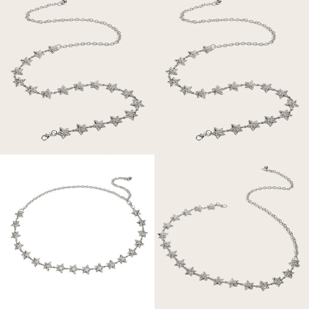 Metal Chain Star Waist Belt For Dresses With Hook Closure Stylish Summer Accessory