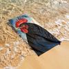 Watercolor Style Black Rooster Theme Polyester Microfiber Beach Towel Is Highly Absorbent, Suitable for Swimming Beach Outings