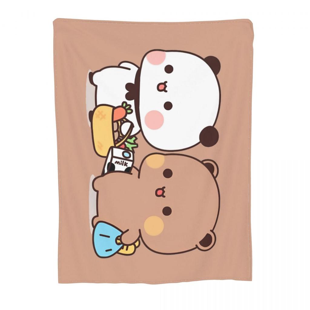 Bubu Dudu Going To Sleep Blanket Flannel All Season Panda and Bear Portable Soft Throw Blanket for Bedding Bedroom Quilt