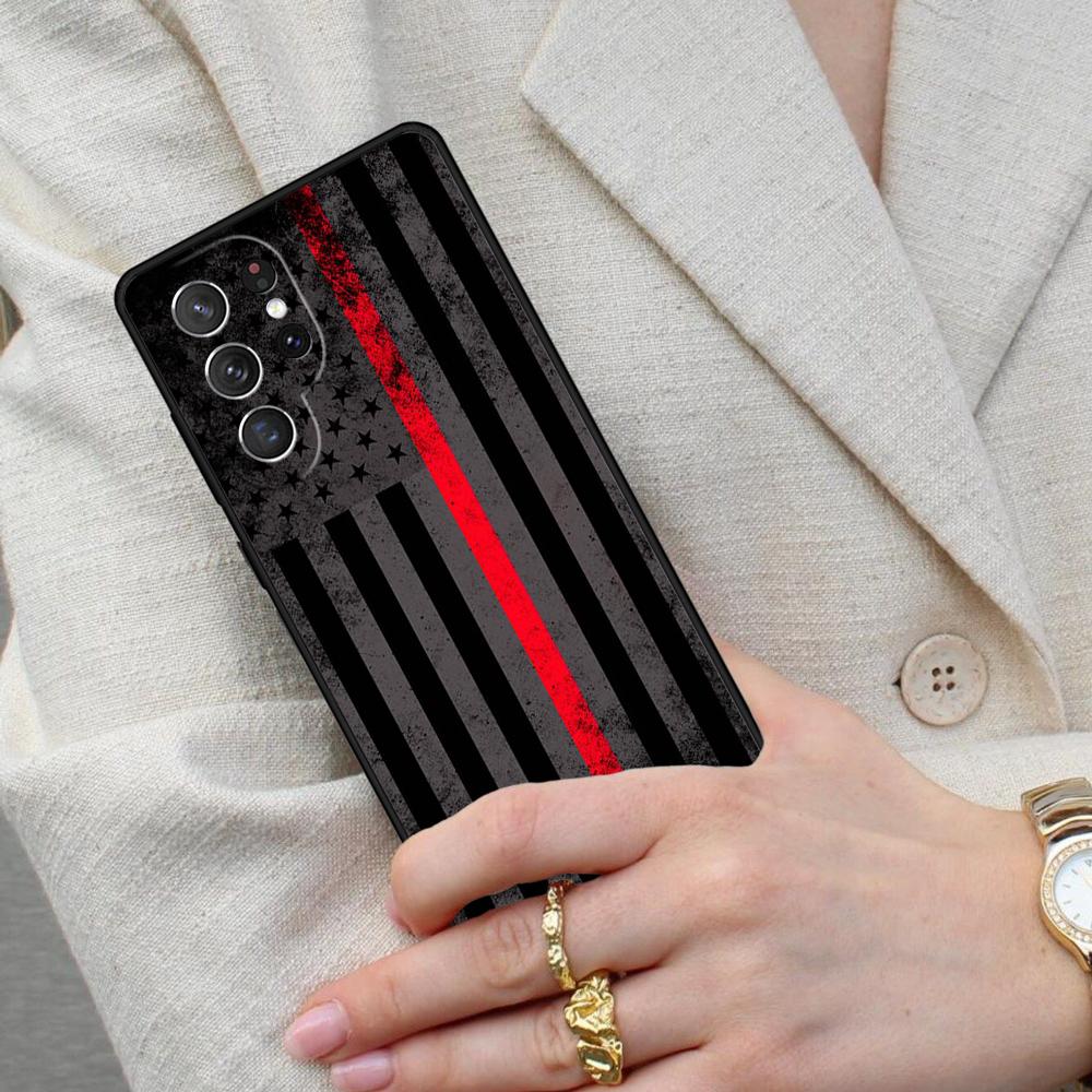 Firefighter Thin Red Line Flag Fireman Axe Cell Phone Case for Samsung Galaxy S26 Ultra S25 S24 S23 S22 S21 S20 Note10 Cover Galaxy S24