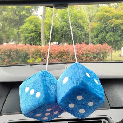 2 PCS Auto Soft Fuzzy Dice Dots Rear View Mirror Hanger Decoration Car Styling Accessorie 6 Colors Car Accessories Interior