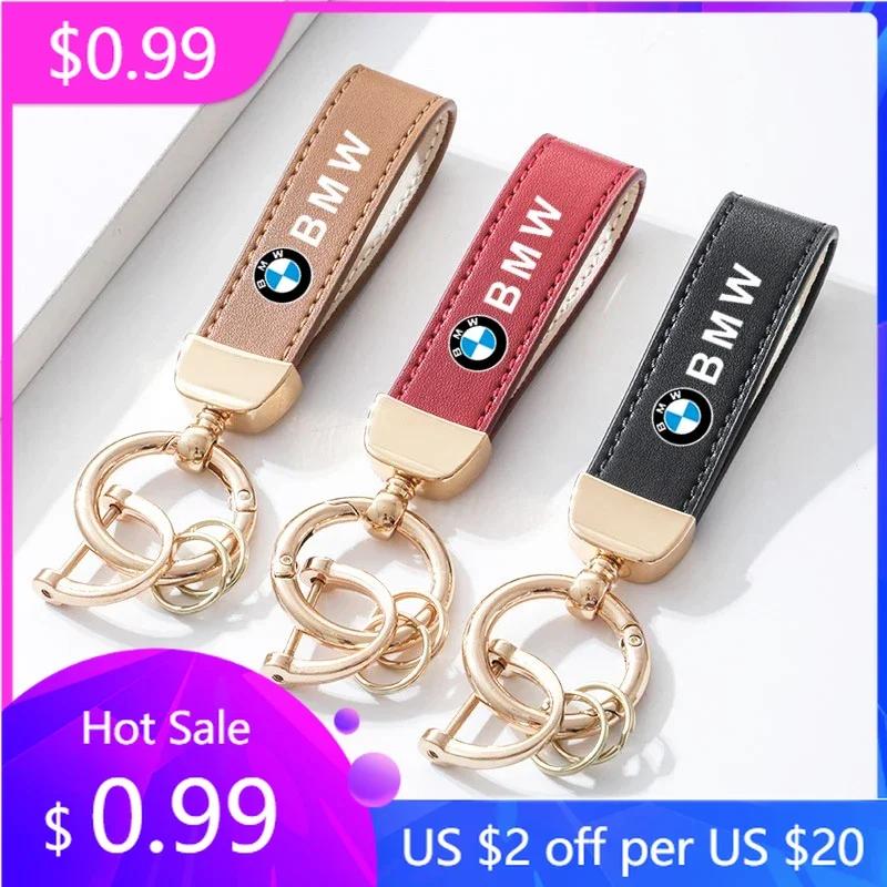 2025 Leather Keychain Emblem Car Keyring Key Chain Ring Pendant Accessories For BMW 1 3 5 7 Series X1 X2 X3 X5 X6 G30 G20 G1