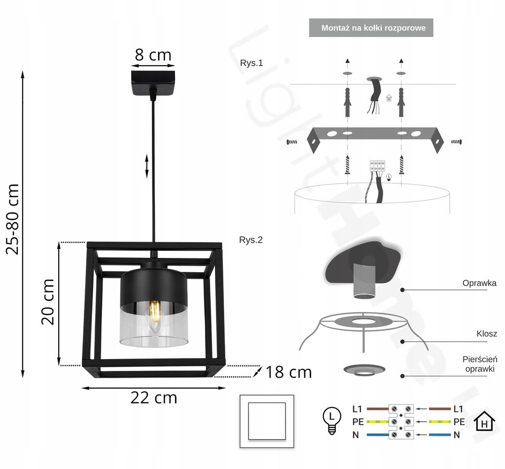 Loft Hanging Lamp, Modern Cage, Glass Lampshade