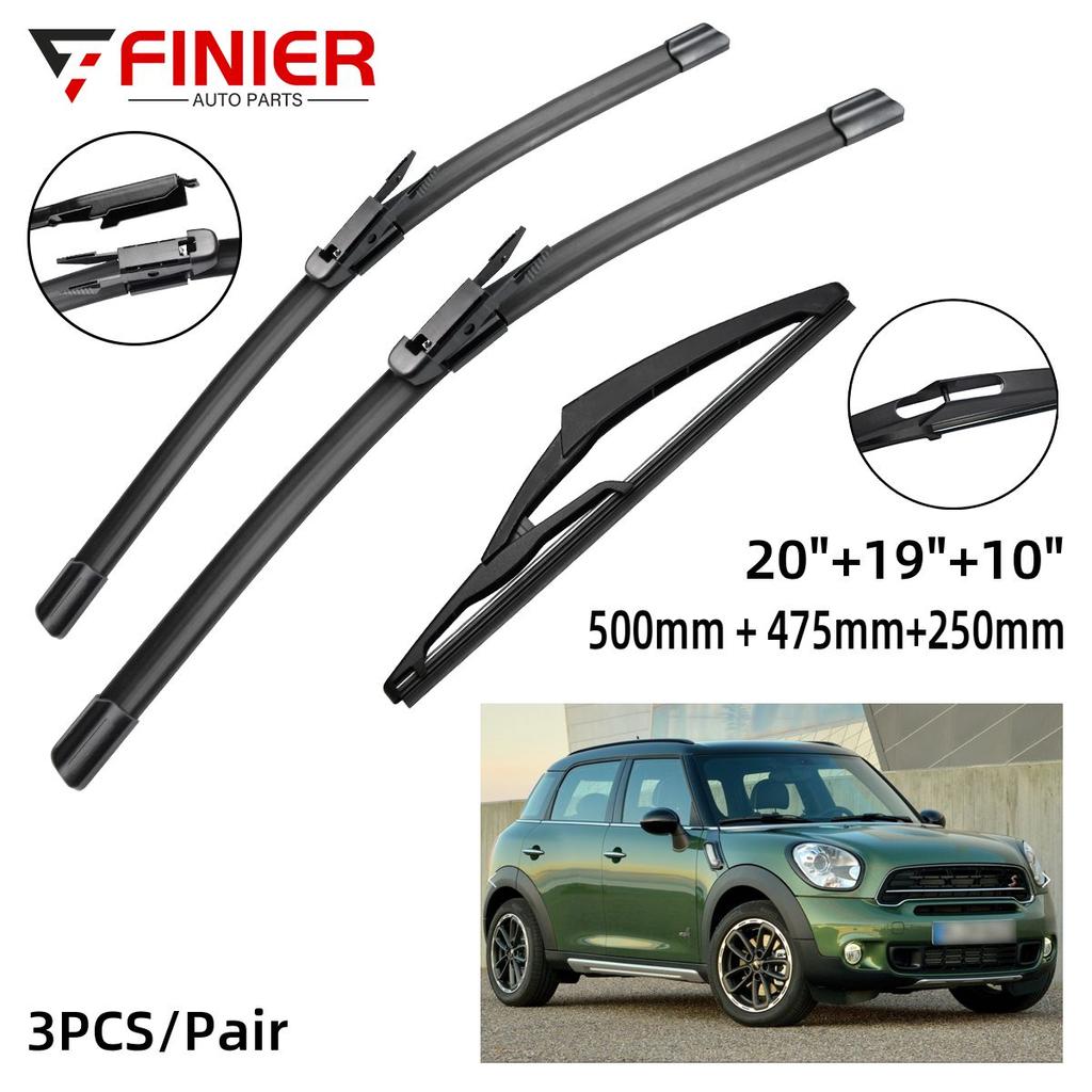 3 stk. vindusviskerblader for MINI Countryman R60 2010-2016 20" 19" 10" Passer frontrute Vindskjerm Vindusviskere Kuttertilbehør 2011 2012 2013 2014