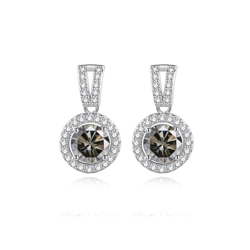 5mm S925 Sterling Silver Round Halo Moissanite Stud Earrings D VVS1 Fine Jewelry For Women 5mm серый