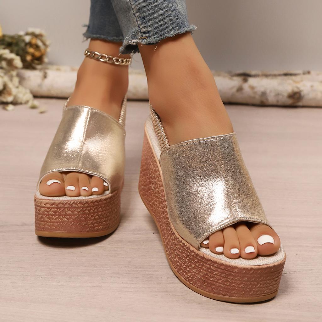 Fashion The 2025 new style of fashionable, wear-resistant, height-increasing, thick-soled, drag one-line high-heeled lightweight sandals