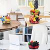 Iron Hanging Banana Double Layer Fruit Basket Kitchen Shelf Living Room Organizer Basket Detachable