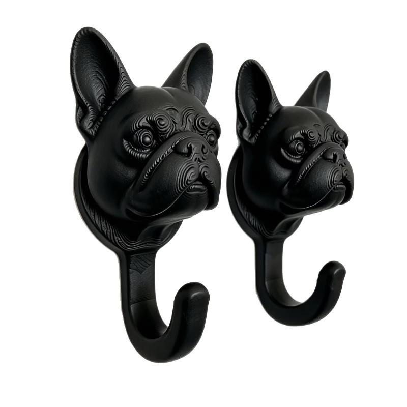 2Pcs Easy‑Mount French Bulldog Wall Hooks, Multi‑Purpose Hanger for Towels Keys Pet Leashes, Home Storage Decor Ornament