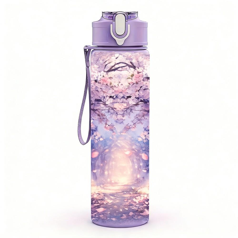 1PC Fantasy Galaxy Wolf Moon Art 750ml Color Plastic Sports Water Bottle Leakproof Flip Straw Lid Suitable for Sports Office Home Use