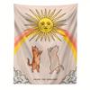 VIKAMA Regenbogen Tanzende Katze Heilende Wandteppich Dopamin Niedlicher Stil Wandbehang für Mädchenzimmer Schlafzimmer Wohnheim Dekor