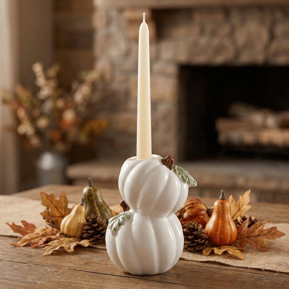 Ceramic Halloween Candle Stick Centerpiece Halloween Decor Pumpkin Candle Stand Tabletop Decor