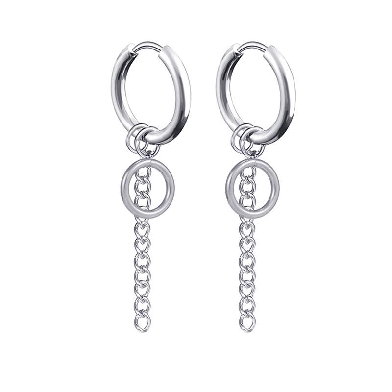 Newest 1 Pair Stainless Steel Cross Pendant Dangle Long Tassel Unisex Hoop Earrings Men/Women Punk Gothic Zircon Best Gifts