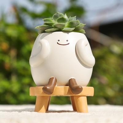 Ifukens Sukulent Saksısı, Kaktüs Saksısı, Sevimli Çiçek Saksısı, Şık, Sevimli Gülen Yüz, Ayaklı Saksı, Mini Bonsai, Reçine İç Mekan Bitkisi, Yatıştırıcı İç Mekan Dış Mekan