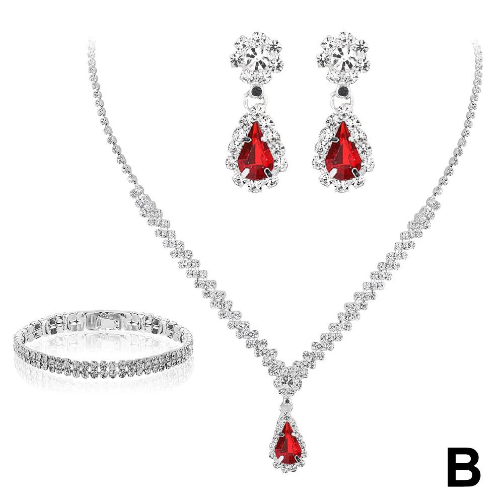 

Модный женский набор ожерелий и серег в виде капли воды, свадебный для сезона свадебных вечеринок I0H6 RedA-1set