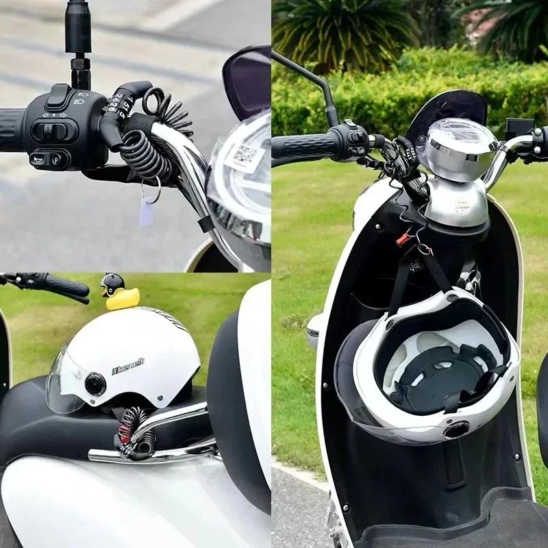 4-Digit Combination Lock for Bicycle Motorcycle - Steel Cable Password Lock , Anti-Theft Helmet Lock Security Chain