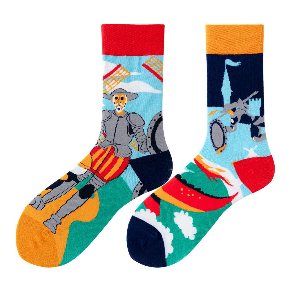 Asymmetric Colorful Christmas Cotton Socks for Couples