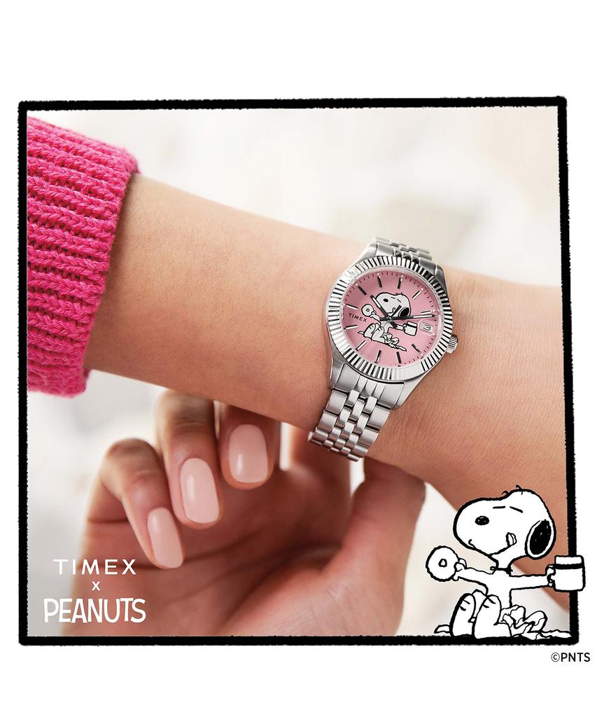 Taimaegseu X Peanuts Legacy Snoopy Metal Link Pink Watch 34Mm