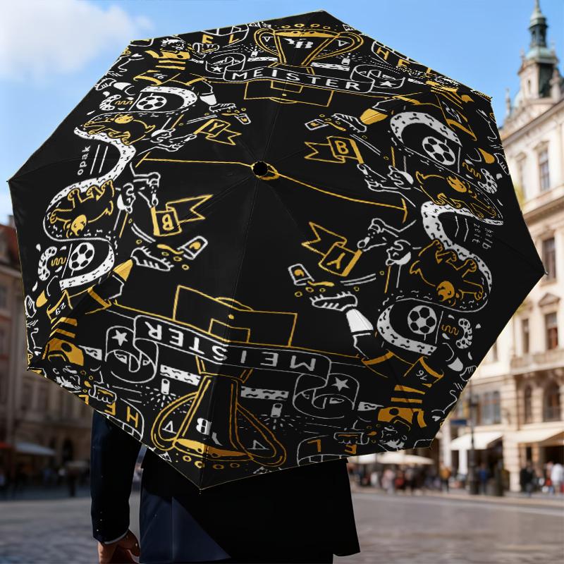 BSC Football Yellow And Black Unity Umbrella Folding Umbrella, Automatic Umbrella 8-Frame for Travel, Camping Use Gift for Halloween Christmas