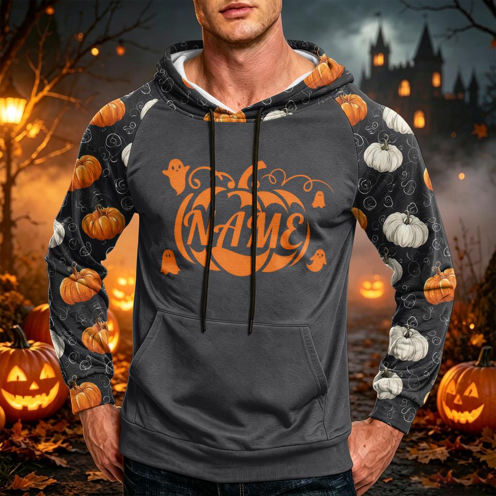 Men's Printed Hoodie with Pocket and Drawstring Loose Fit Casual Sweatshirt