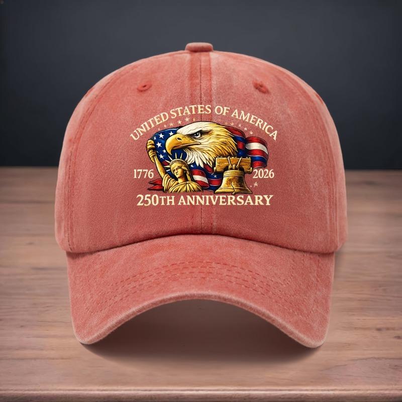 1pc Washed Retro Baseball Cap Featuring Designs Commemorating The 250Th Anniversary of The United State,Curved Brim Duckbill Cap