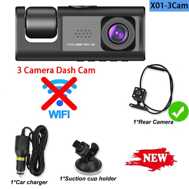 3 Channel Car DVR WIFI 1080P 3Lens Inside Vehicle Dash Cam Camera DVR Recorder Video Recorder Camcorder Black Box car accessory