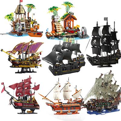Barco Pirata Moc Buque de Guerra Crucero Barco Isla Perla Negra Modelo Velero Bloques de Construcción Conjuntos Juguetes Educativos Regalo