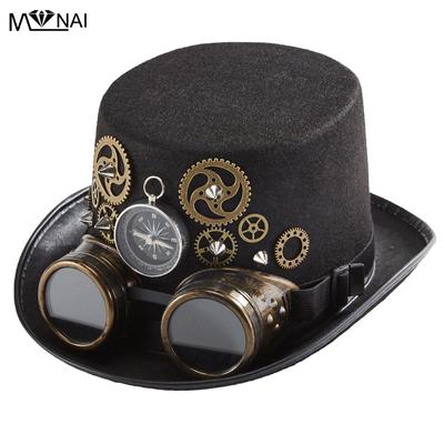Original Handmade Heavy Metal Gear Hat Compass Rivet Magic Hat Party Decoration Goggles Hat Hats Cosplay Halloween Fancy
