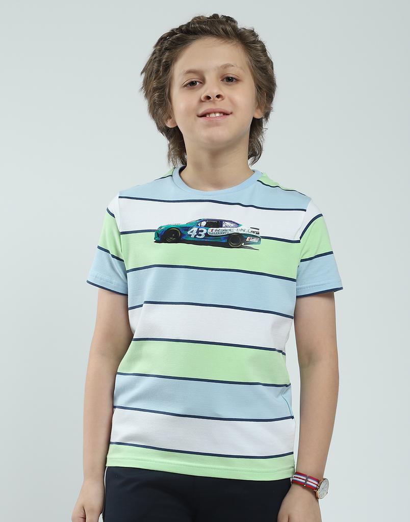 Monte Carlo Boy's Striped Pattern Regular Fit Half Sleeve T-Shirt