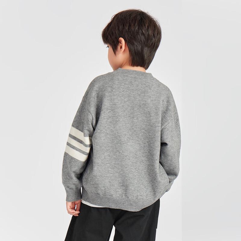 Duoduojia Boys' Preppy Style Round Neck Cardigan Sweater