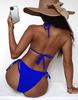 Costum de baie de damă, culoare solidă, sexy, triunghi, cu cravată la spate, bikini, 5 culori