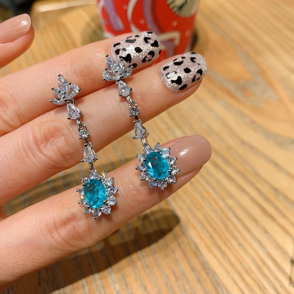 Jewelry Color Treasure Simulation Color Treasure Micro Inlaid Small Clear Stud Earrings Pendant Main Stone 6 * 8