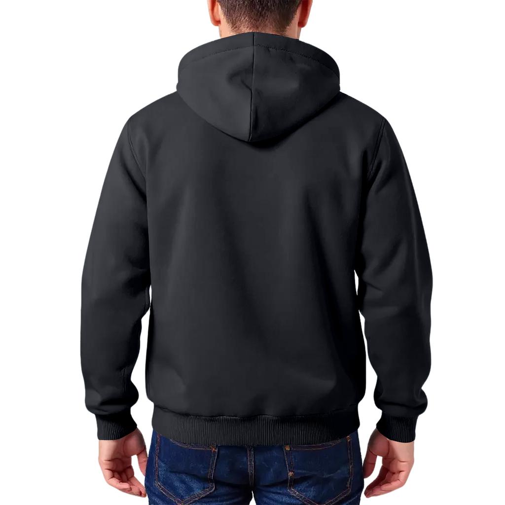 Men's Fleece-lined, Warm, Versatile, Casual, Thick Hooded Sweatshirt Jacket