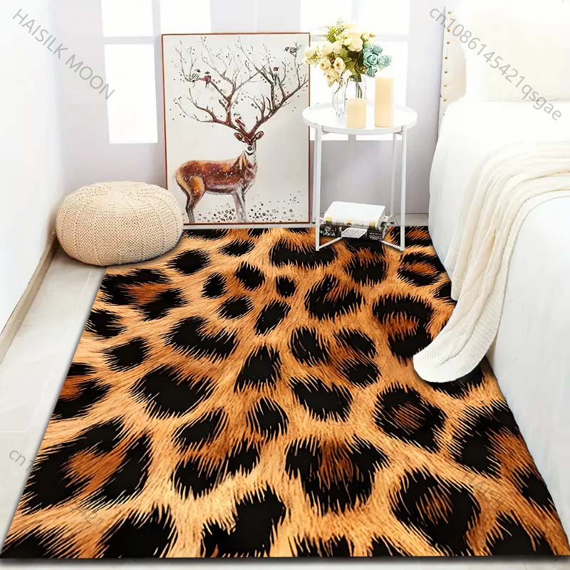 1PC Leopard Print Carpet for Bedroom Living Room Bedside Sofa Floor Mat Modern Home Decor Area Rug Large Size for Gifts
