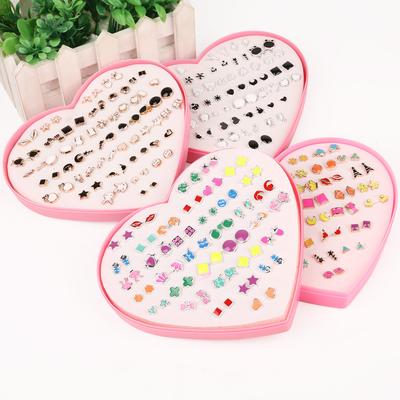 36 Pairs Cute Small Stud Earrings Sets Women Fashion Party Birthday Jewelry With Heart Gift Box
