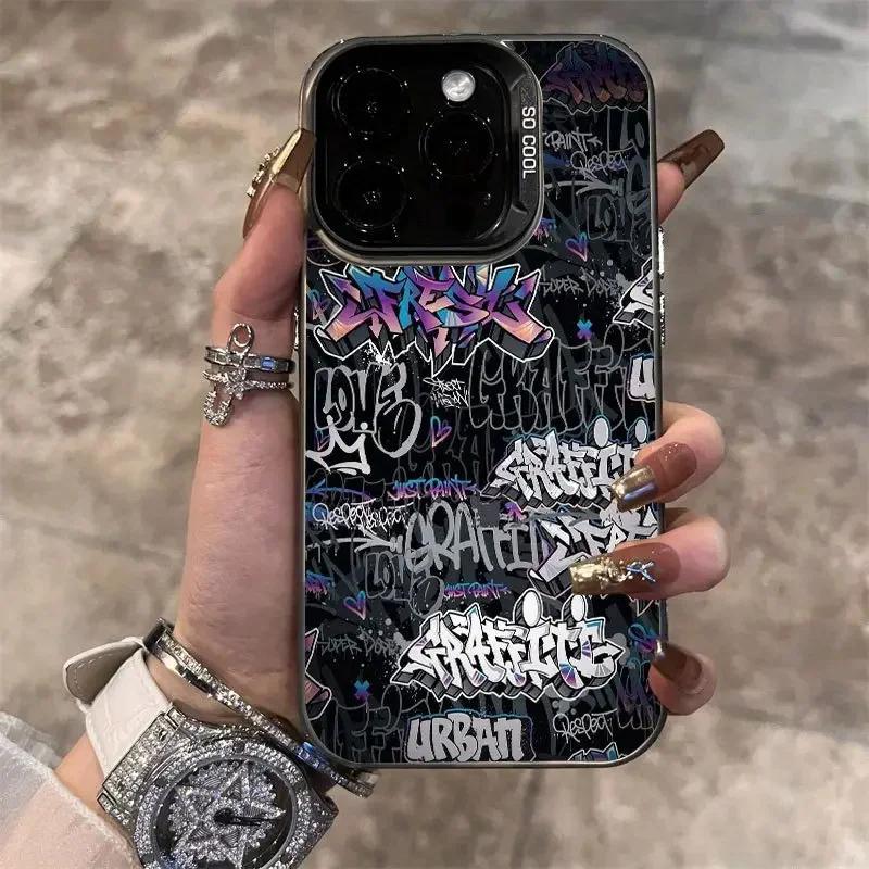 Pink Street Graffiti Hip Hop Pattern Design Protective Cover for iPhone 17 16 15 14 13 12 11 16E Series Pro Max Plus
